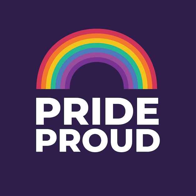 Pride proud rainbow flag symbol Pride month event celebration isolated on purple background