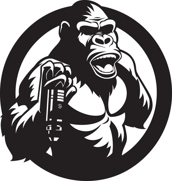 Vector primate performer black vector emblem gorilla groove vector logo design