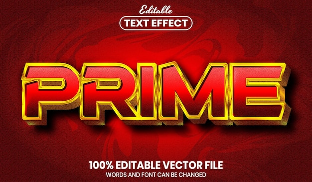 Prime text, font style editable text effect