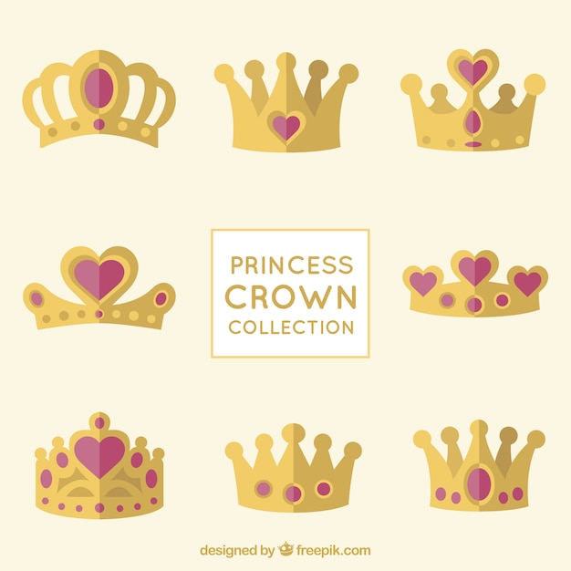 Princess crown collection with red heart jewels 