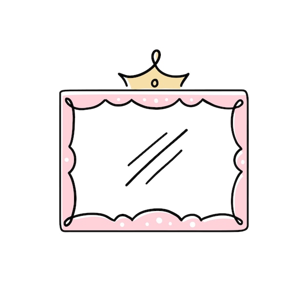 Princess crown mirror doodle frame