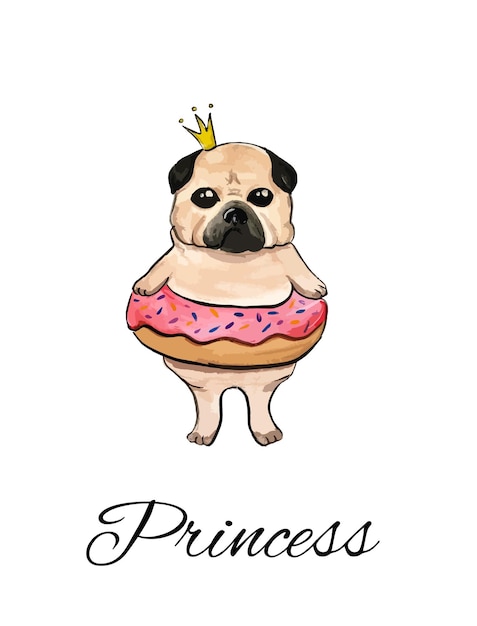 princess dog slogan fashion style illustration t shirt illustration