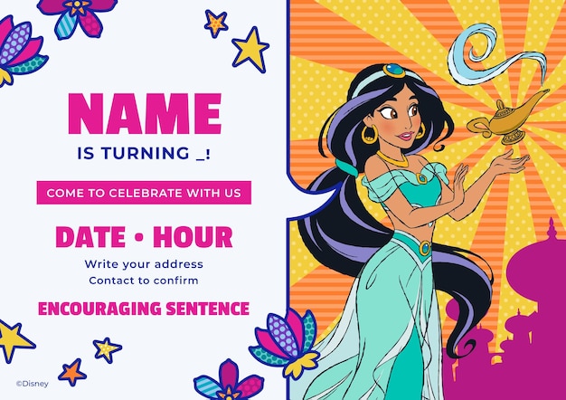 Princess Jasmine Birthday Invitation