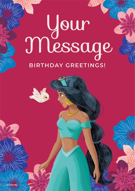 Princess Jasmine Happy Birthday Card