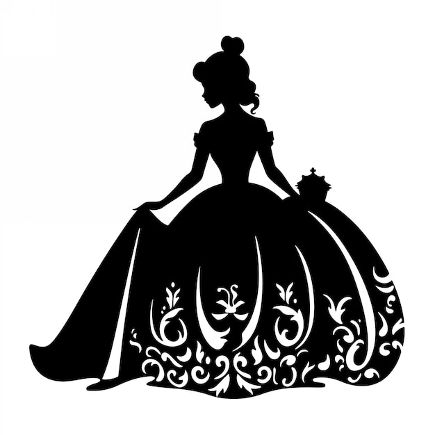 Princess line art silhouette Illustration Vector