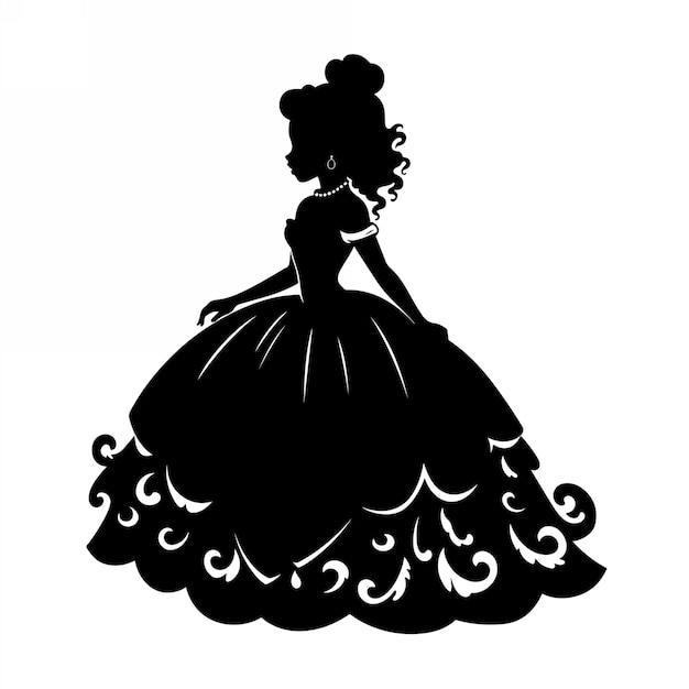 Princess line art silhouette Illustration Vector