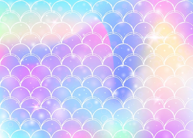 Princess mermaid background with kawaii rainbow scales pattern