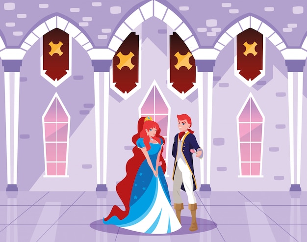 Princess and prince in the castle fairytale