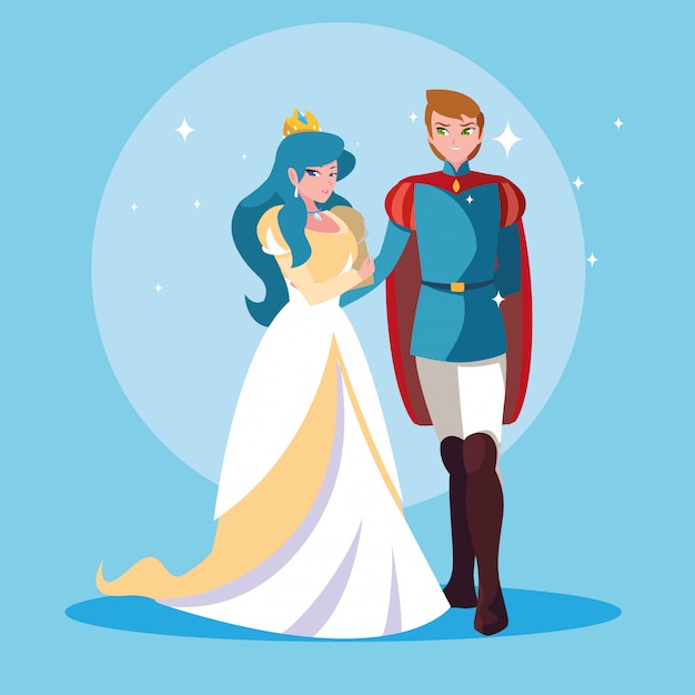 Princess and prince of fairytale fantasy avatar character