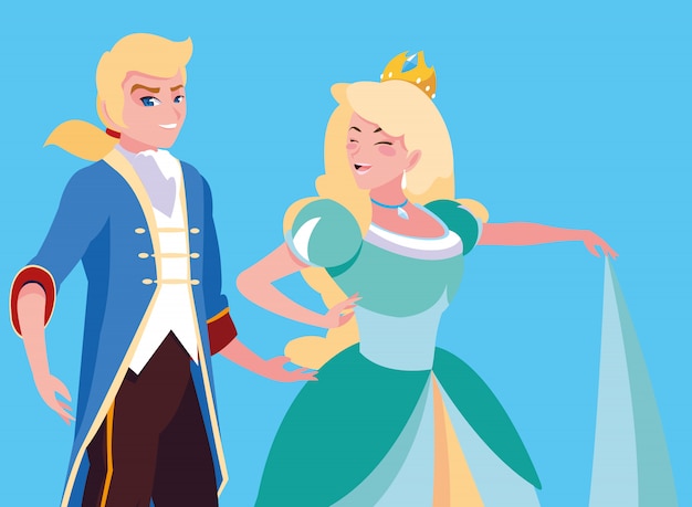 Princess and prince of fairytale fantasy avatar character