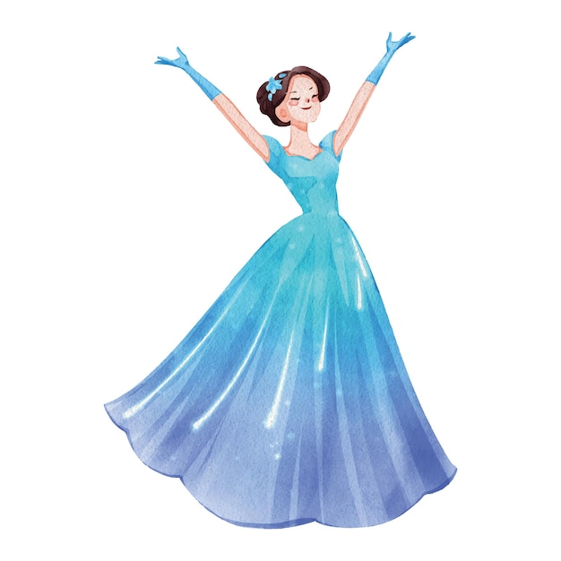 Princess winter fantasy watercolor decoration vector illustration