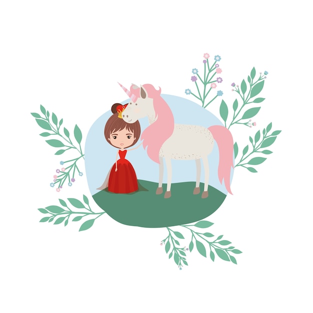 princess with unicorn in the camp 