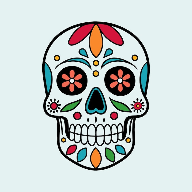 Prinsugar skull coloring page and an example of coloring vectort