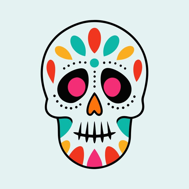 Prinsugar skull coloring page and an example of coloring vectort