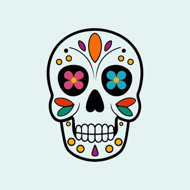 Prinsugar skull coloring page and an example of coloring vectort