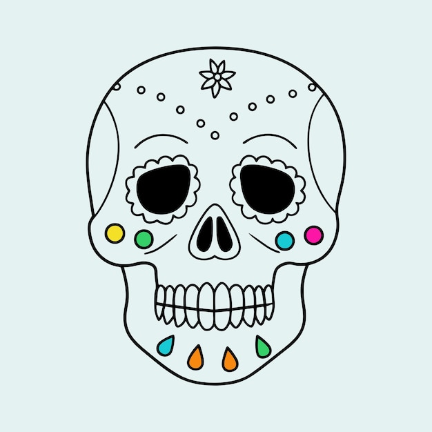 Prinsugar skull coloring page and an example of coloring vectort