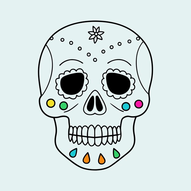 Vector prinsugar skull coloring page and an example of coloring vectort