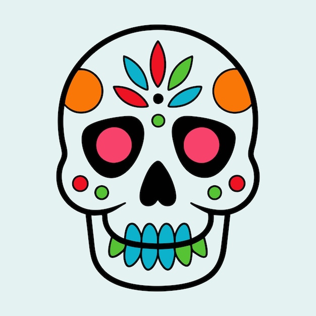 Prinsugar skull coloring page and an example of coloring vectort