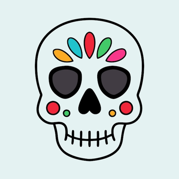 Prinsugar skull coloring page and an example of coloring vectort