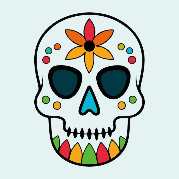 Prinsugar skull coloring page and an example of coloring vectort