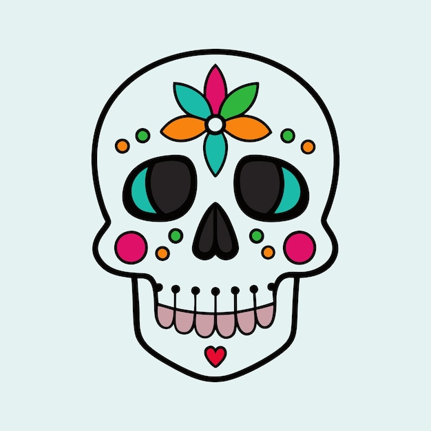 Prinsugar skull coloring page and an example of coloring vectort