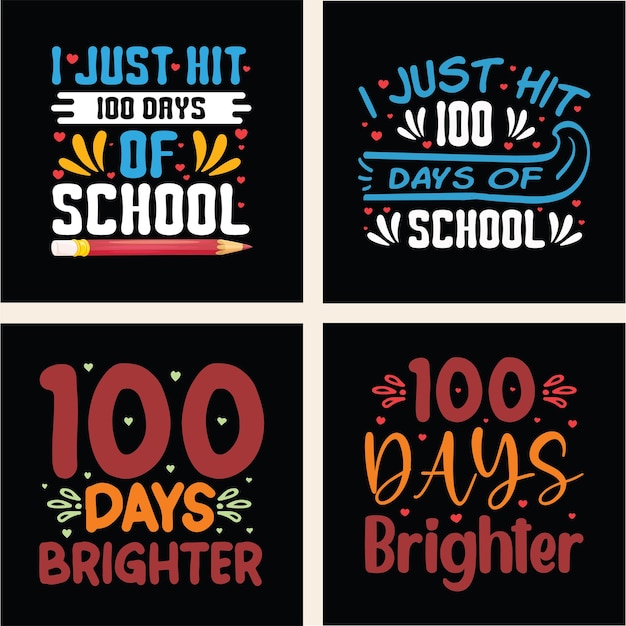 Print 100 days of school svg t shirt design bundle