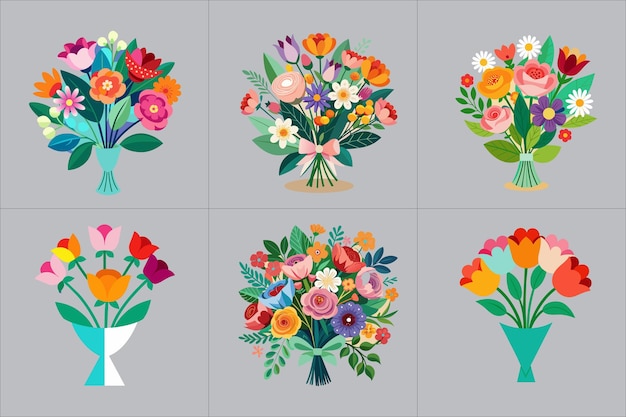 Print Bouquet of flowers vector illustration