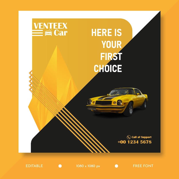 Vector print car sale service social media post design template