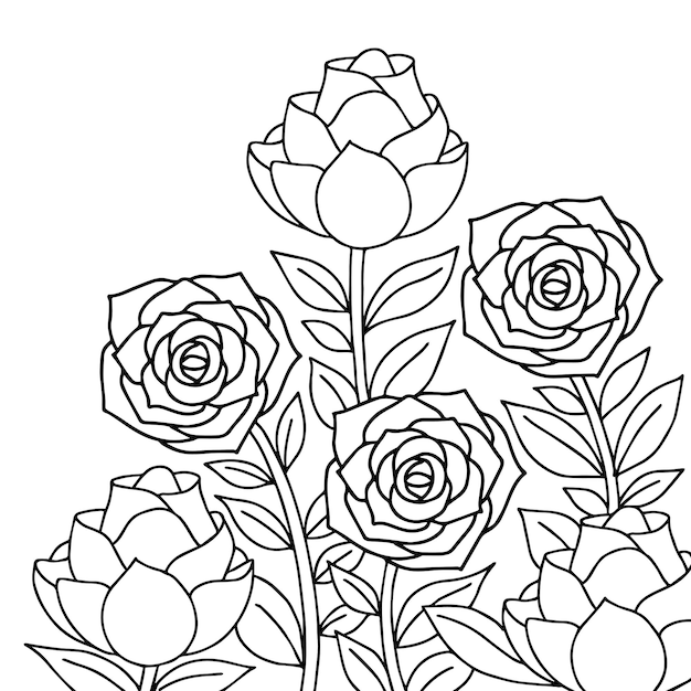 Print design flower outline element coloring page