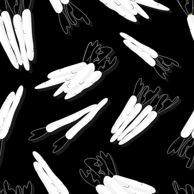 Print design vector illustration of black and white carrot colours. Seamless pattern with flat style