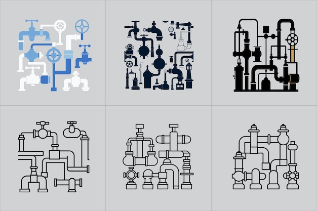 Print Many water pipes vector illustration