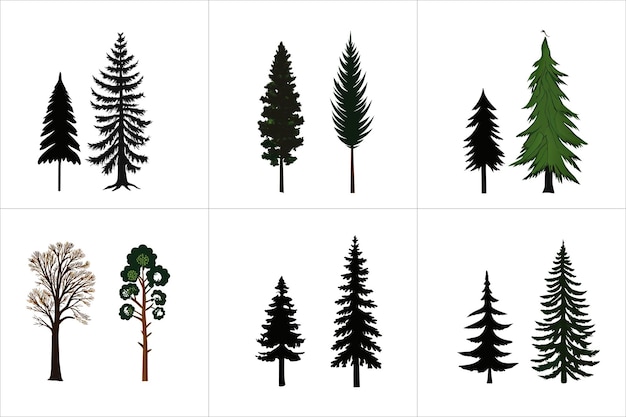 Print A set of Pine Tree vector illustration