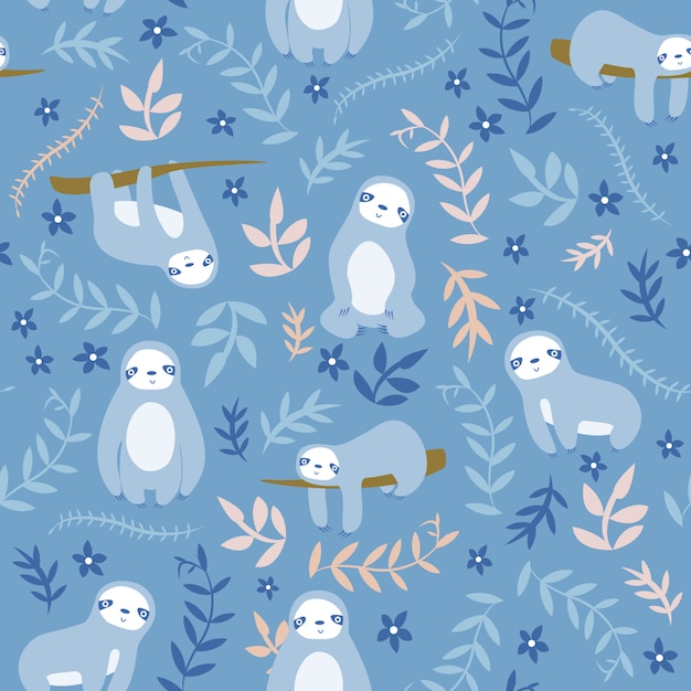 print sloth blue