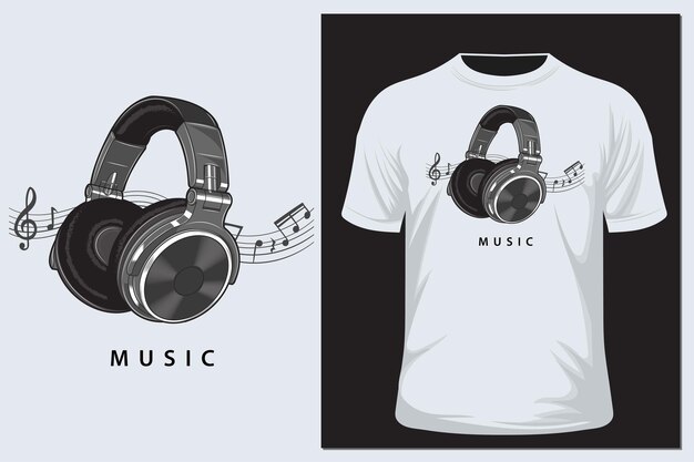 Vector print on a t-shirt with headphones. prints for clothes, postcards, wallpapers, t-shirts