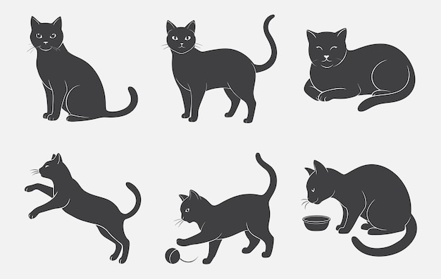 Vector print ultimate cat silhouette vector set perfect designs for your creative projects