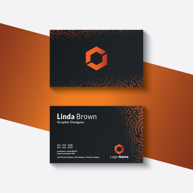 Printable abstract and elegant dark business card template design