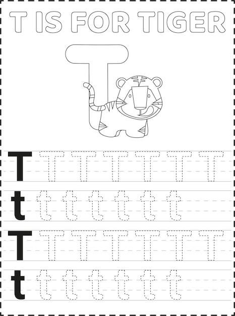 Printable Alphabet Letter Tracing Pages For Kids Premium Vector