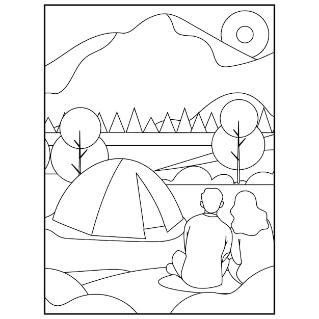 Printable Camping Coloring Pages For Kids Premium Vector