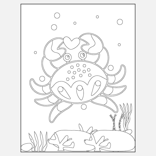 Printable crab ocean animals coloring pages for kids