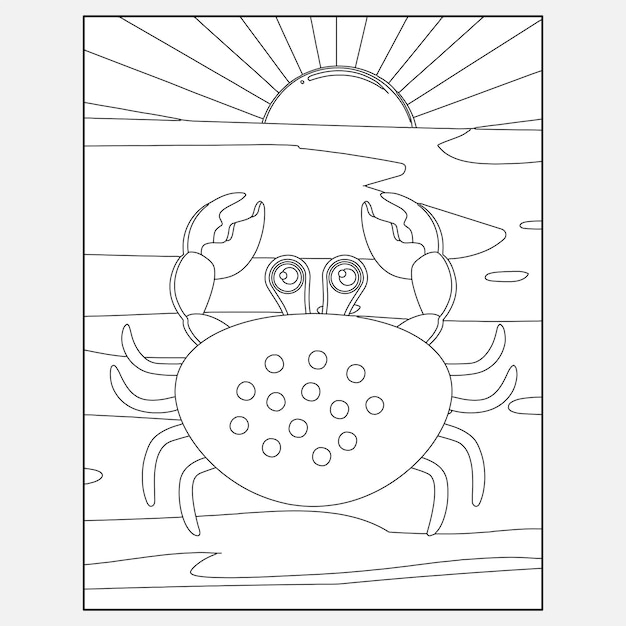 Printable Crab Ocean Animals Coloring Pages for Kids