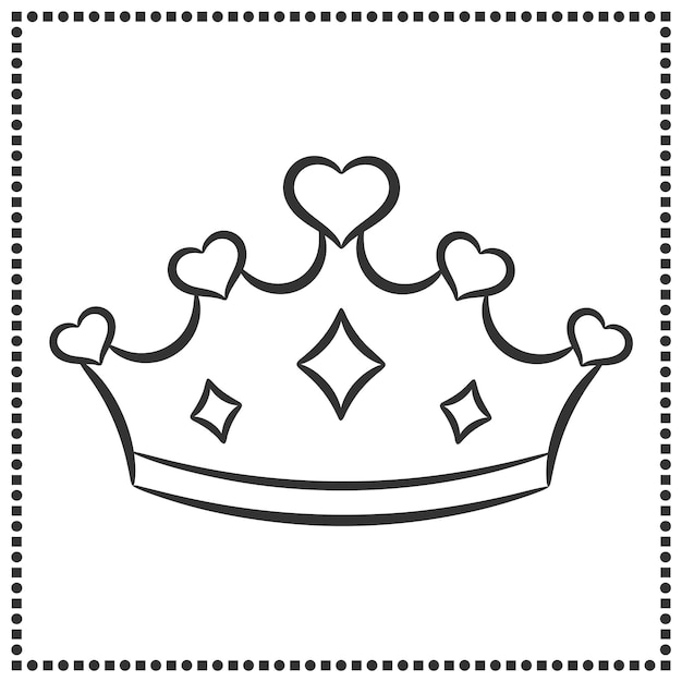 Printable cute drawing crown sketch for coloring