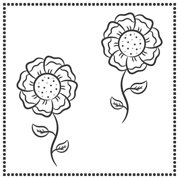 Printable cute drawing flower sketch for coloring