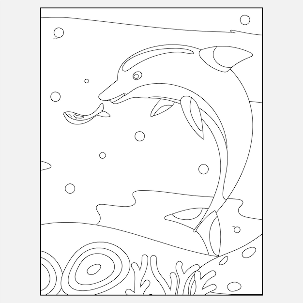 Printable Dolphin Ocean Animals Coloring Pages for Kids