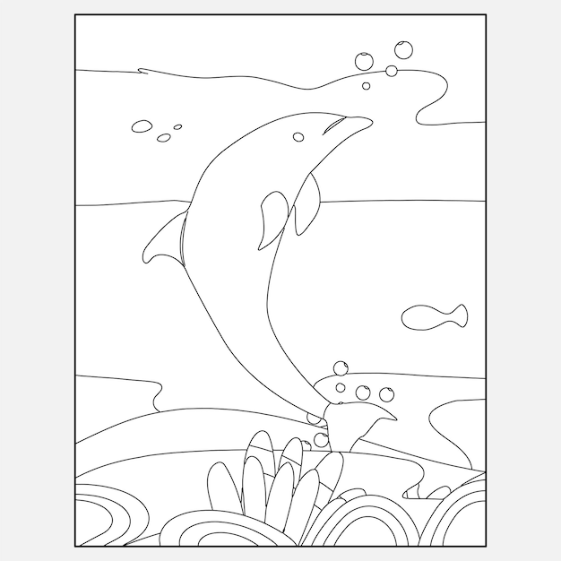 Printable Dolphin Ocean Animals Coloring Pages for Kids