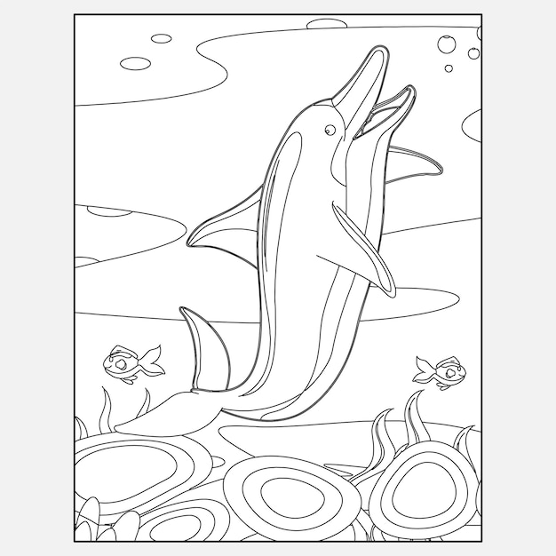 Printable Dolphin Ocean Animals Coloring Pages for Kids