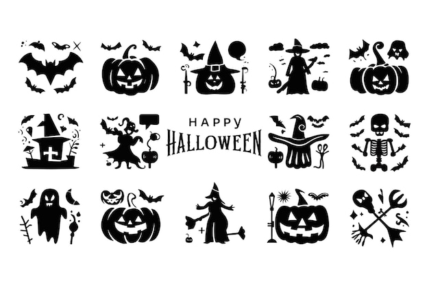 Vector printable halloween vector icons for designs and more