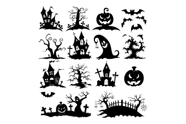 Vector printable halloween vector icons