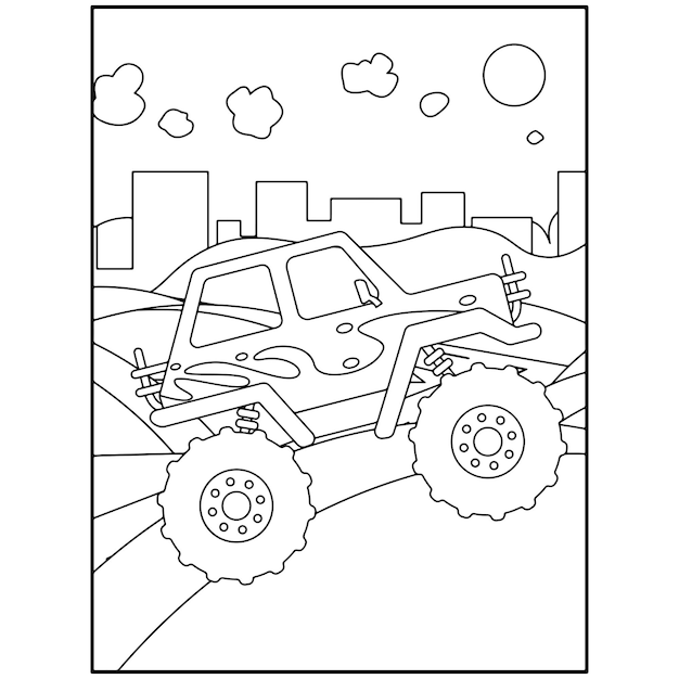 Printable Monster Truck Coloring Pages For Kids Premium Vector