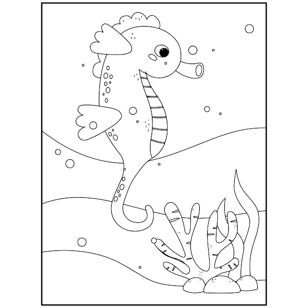 Printable Ocean Animals Coloring Pages For Kids Premium Vector