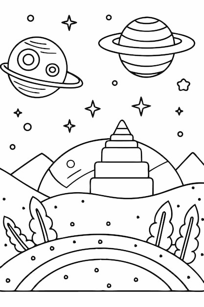 Vector printable outer space coloring sheets for kids